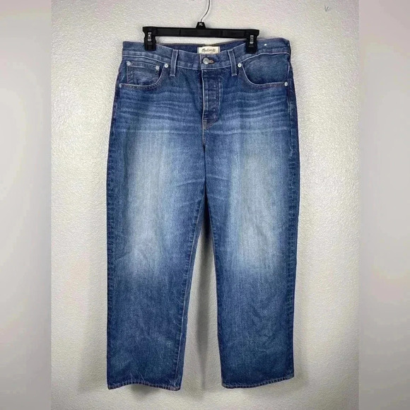 Madewell Low Slung Straight Dark Wash Jeans Pants Sz 30P Low Waisted 100% Cotton - Picture 4 of 10
